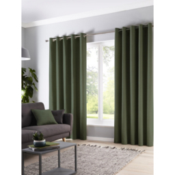 Fusion Sorbonne 100% Cotton Pair of Eyelet Curtains in Bottle Green