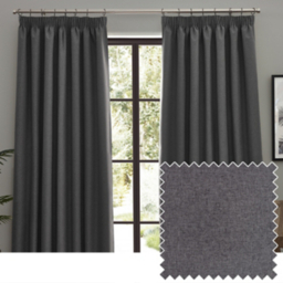 Furn Charcoal Dawn Blackout Pencil Pleat Curtains