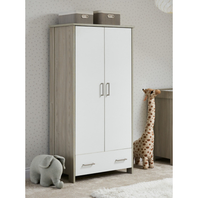 Obaby Grey Wash & White Nika Double Wardrobe