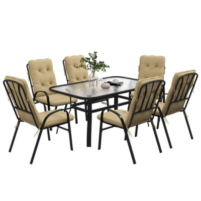 Outsunny Seven-Piece Garden Dining Set with Cushions
