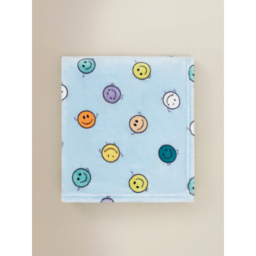 Blue Smiley Face Fleece Blanket - 120 x 150 cm