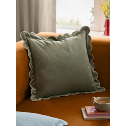 Furn Green Lil Scallop Velvet Cushion