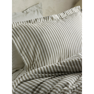 Hebden Light Brown Mélange Stripe 100% Cotton Pillowcase Pair