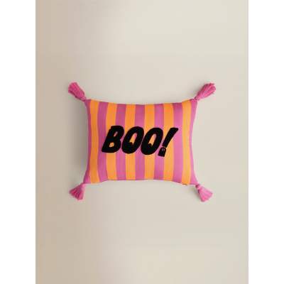 Summerween Boo Stripe Tassel Cushion