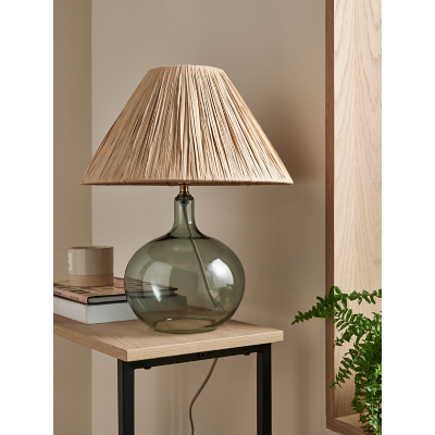 Natural Glass Table Lamp With Raffia Shade