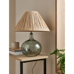 Natural Glass Table Lamp With Raffia Shade