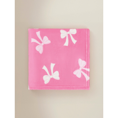 Pink Bow Fleece Blanket - 120 x 150 cm