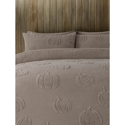 Natural Pumpkin Jacquard Soft Teddy Duvet Set