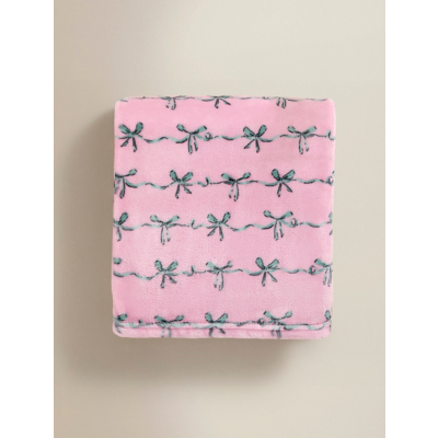 Pink Bow Supersoft Throw - 150 x 120cm