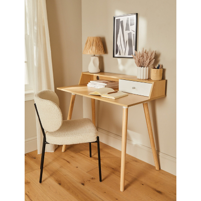 White Wooden Desk With Drawer