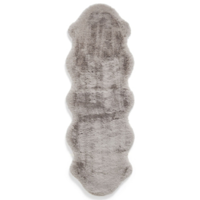 Think Rugs Silver Teddy Luxury Super Soft Pelt Shape Runner