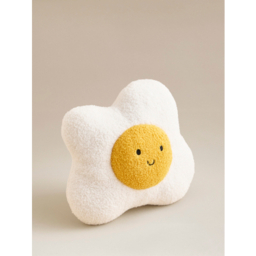 White & Yellow Fried Egg Smiley Face Borg Cushion