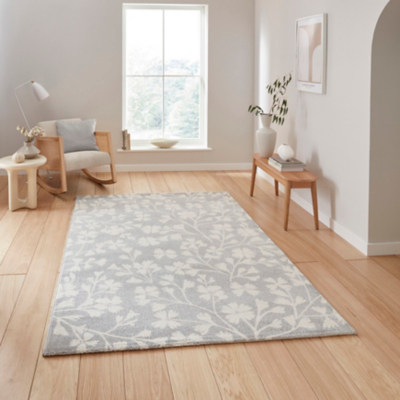 Catherine Lansfield Grey Grace Floral Rug