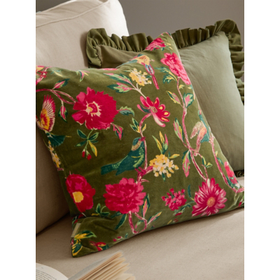 Wylder Green Aviary 100% Cotton Velvet Cushion