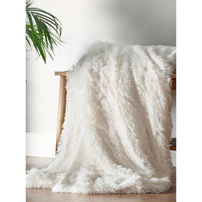 Catherine Lansfield Cream Cuddly Large Blanket Throw - 245 x 280cm