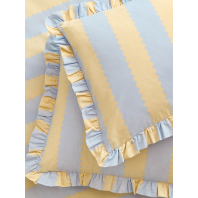 Wylder Lemon Birdie Stripe Ruffle Pillowcase Pair