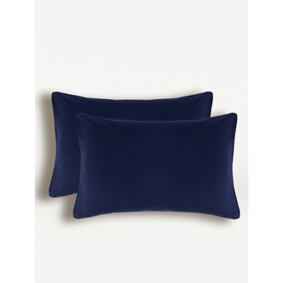 Navy Brushed Cotton Plain Pillowcase Pair