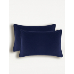 Navy Brushed Cotton Plain Pillowcase Pair