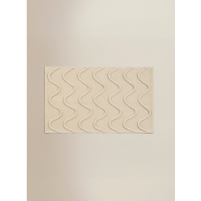 Cream Nautical Pleat Wave Woven Cotton Bath Mat