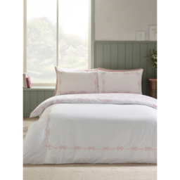 Catherine Lansfield Bow Embroidery Duvet Cover Set