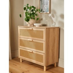 Natural Brown Rattan 3 Drawer Chest