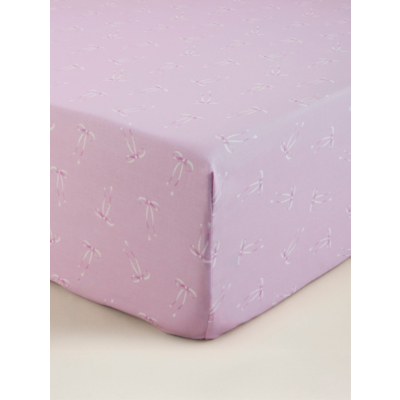 Pink & White Trailing Tied Bows Fitted Sheet