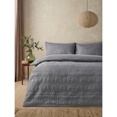 Grey Geometric Stripe Pinsonic Duvet Set