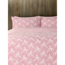Pink Jacquard Bow Faux Fur Super Snuggly Duvet Set