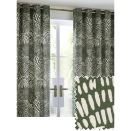 Hoem Olive Green Nola Abstract Eyelet Curtain