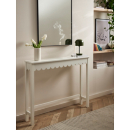 Ivory Slim Scalloped Edge Console Table