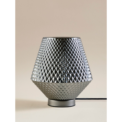 Silver-Tone Diamond Glass Table Lamp