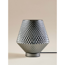 Silver-Tone Diamond Glass Table Lamp
