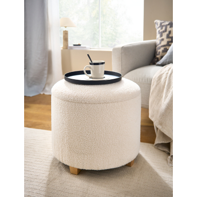 Cream Boucle Footstool