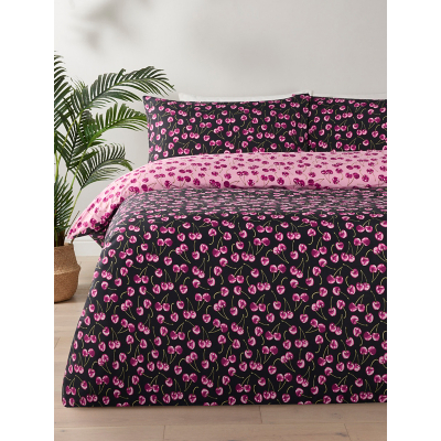 Red Cherry Gloss Soft Touch Microfibre Reversible Duvet Set