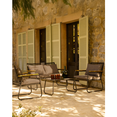 Black Lisbon 4 Piece Garden Sofa Set