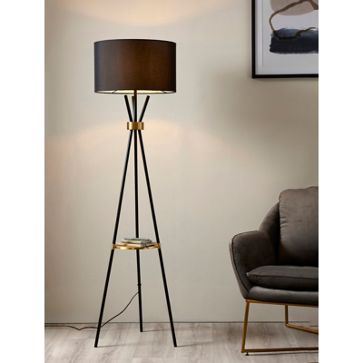 SoCo Lighting Carter Black Shelf Floor Lamp