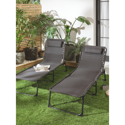 Black Zero Gravity Sunlounger - Set of 2