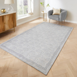 Catherine Lansfield Silver Deco Peacock Washable Rug