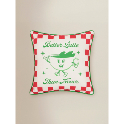 Better Latte Than Never Checkerboard Cushion