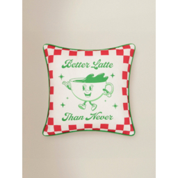 Better Latte Than Never Checkerboard Cushion