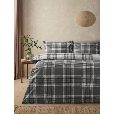 Grey Check Print Easycare Duvet Set