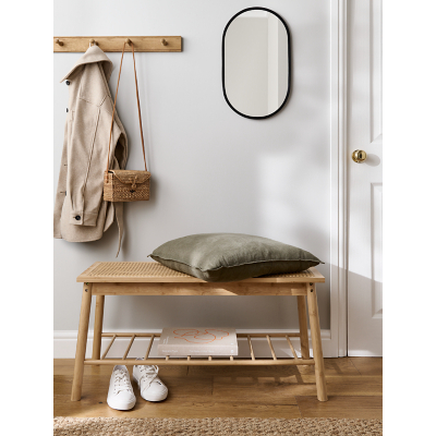 Natural Wood and French Cane Hall Bench