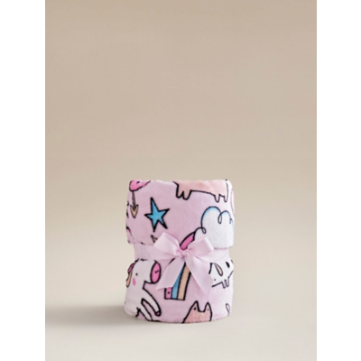 Unicorn Print Fleece Blanket - 150cm x 120cm