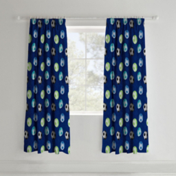 Catherine Lansfield Football Lined Blue Curtains