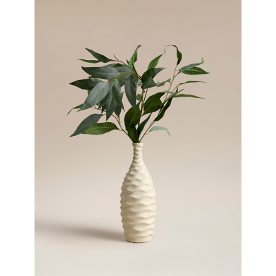 Artificial Willow Leaf Eucalyptus In Sculpted Vase