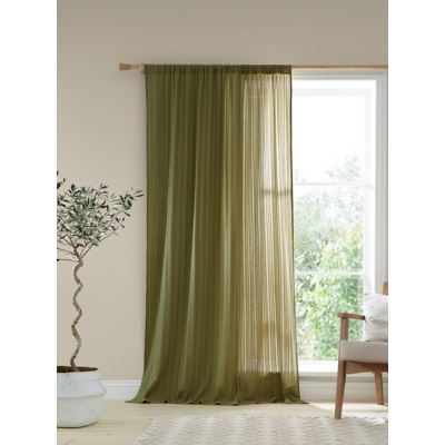 Pineapple Elephant Olive Zofia Cotton Tab Top Voile