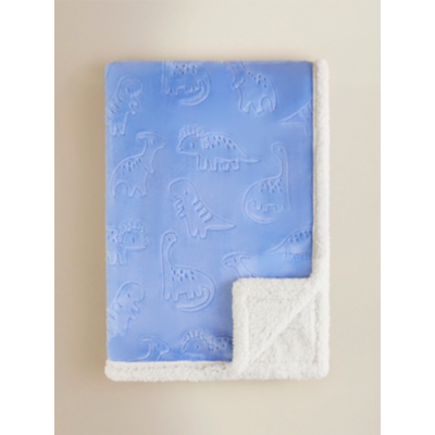 Blue Dinosaur Sherpa Fleece Blanket - 70 x 100 cm