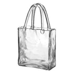 Clear Glass Bag Vase with Handles