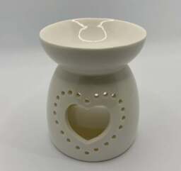 Heart Ceramic Oil Burner / Wax Burner - 2 Colours - Ivory