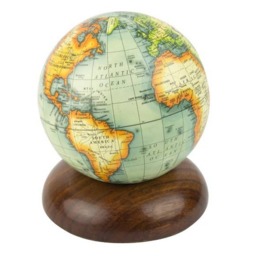 Mini Antique Globe with Wooden Base – 12cm Decorative Desk Globe - thumbnail 1